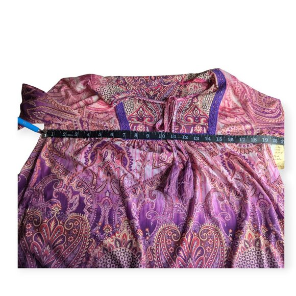 One World Live and Let Live Vibrant Paisley Dress  Purple & Pink Size Large NWT - Picture 10 of 16